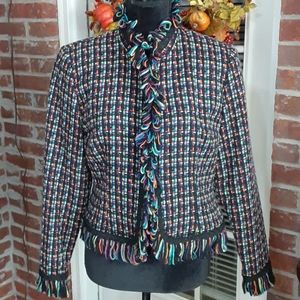 Spenser Jeremy Petites jacket jewel tones black background long sleeve 10P EUC …